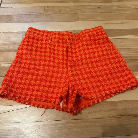 Zara Orange Tweed Houndstooth Shorts - Picture 3 of 5